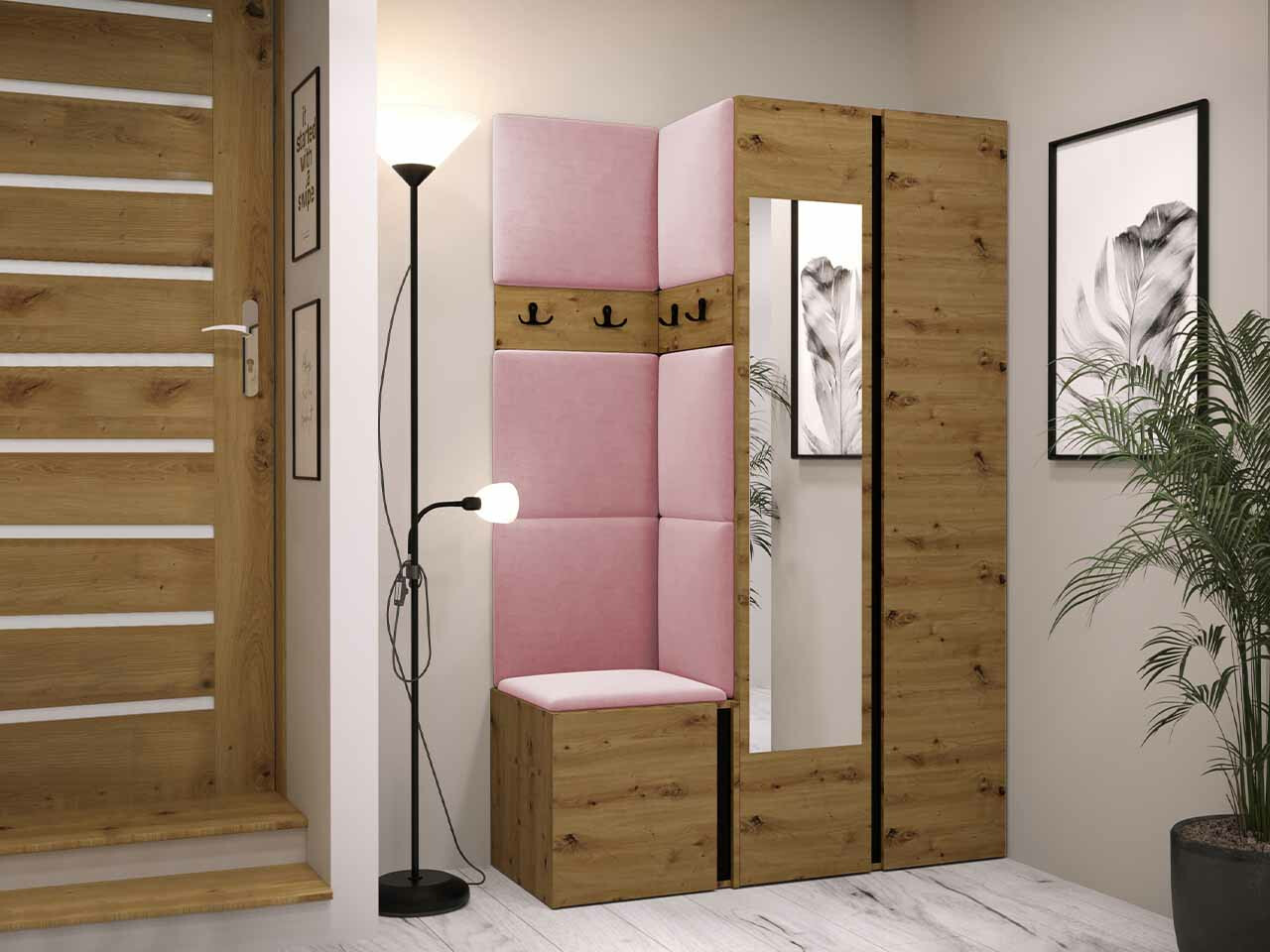 Set za hodnik Hartford 350 (Zanatski hrast + Crno)