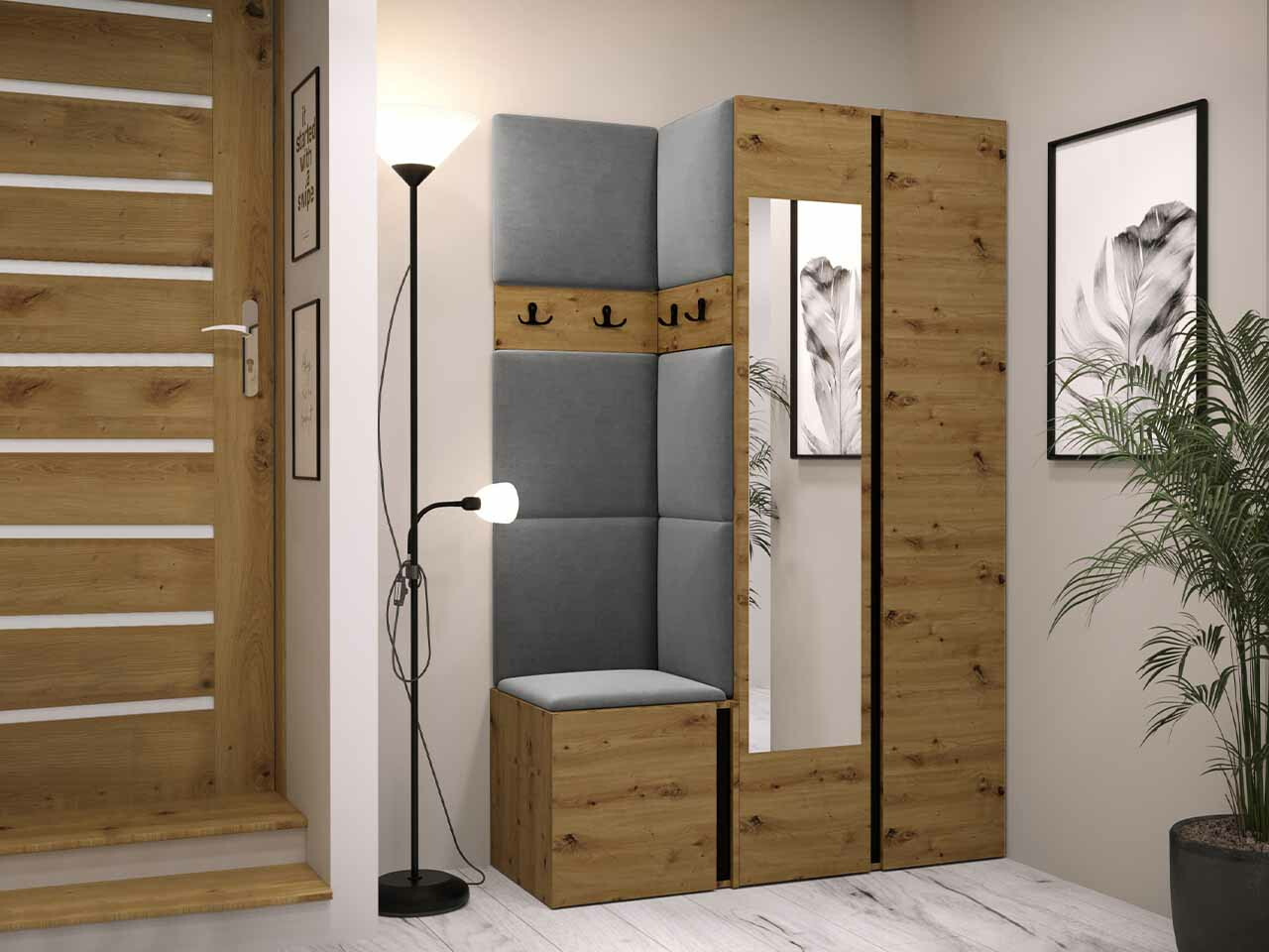 Set za hodnik Hartford 350 (Zanatski hrast + Crno)