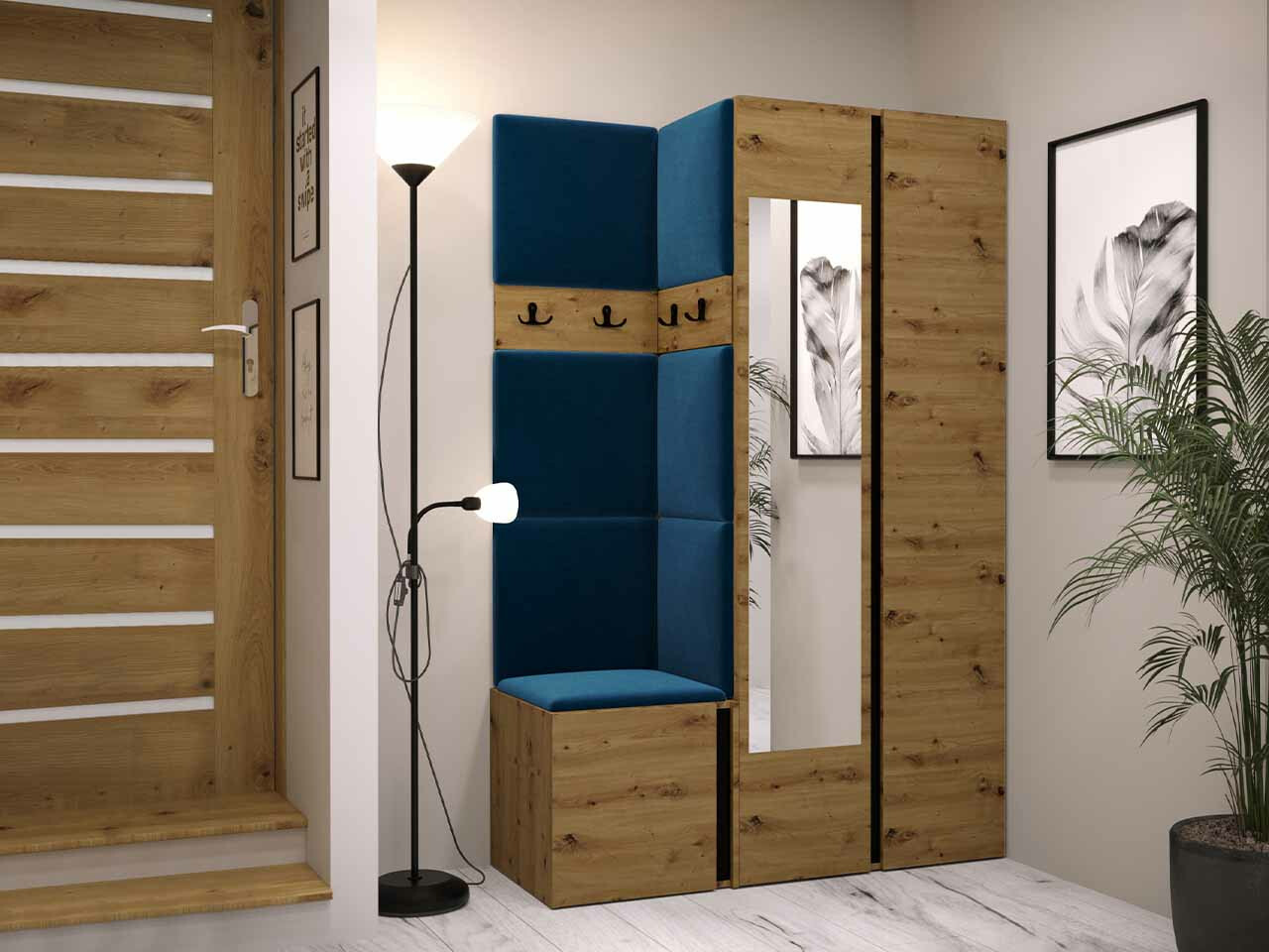 Set za hodnik Hartford 350 (Zanatski hrast + Crno)