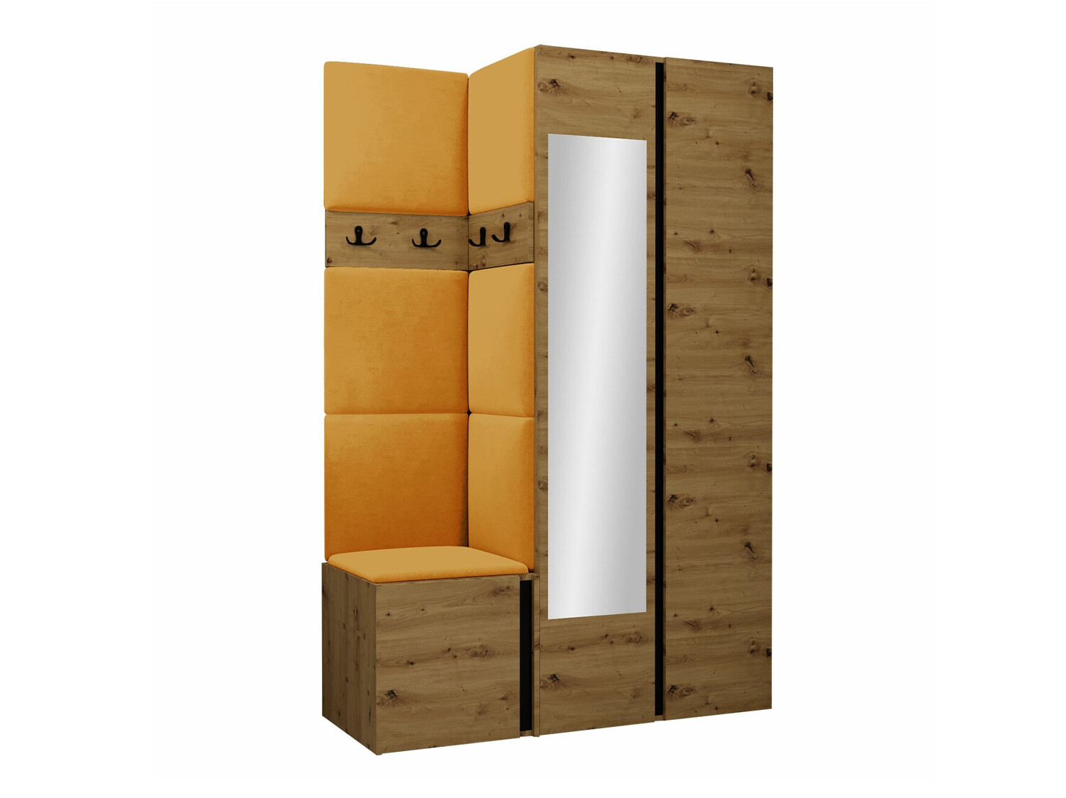 Set za hodnik Hartford 350 (Zanatski hrast + Crno)