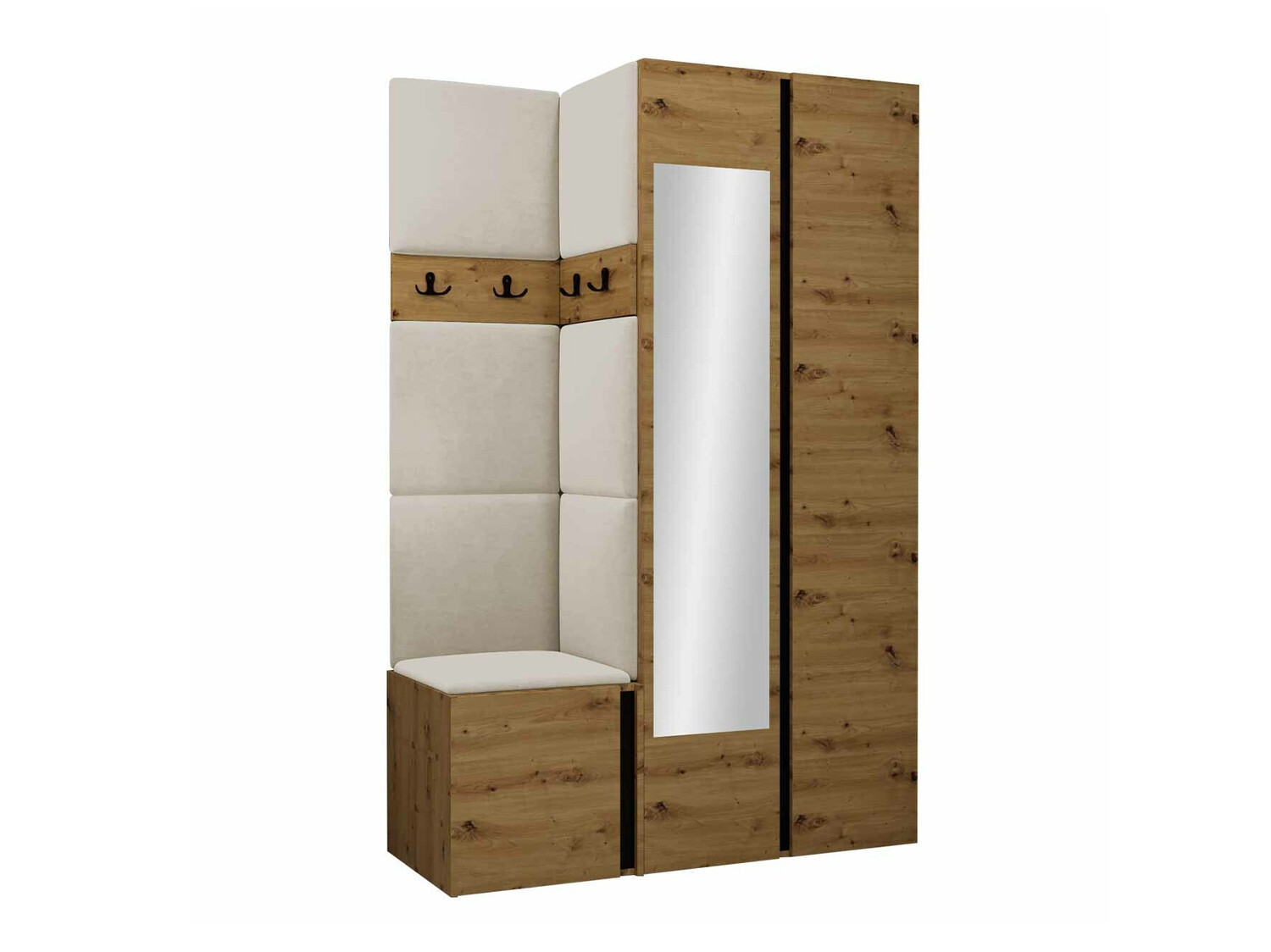 Set za hodnik Pinis XXVI (Artisan hrast + Crno)