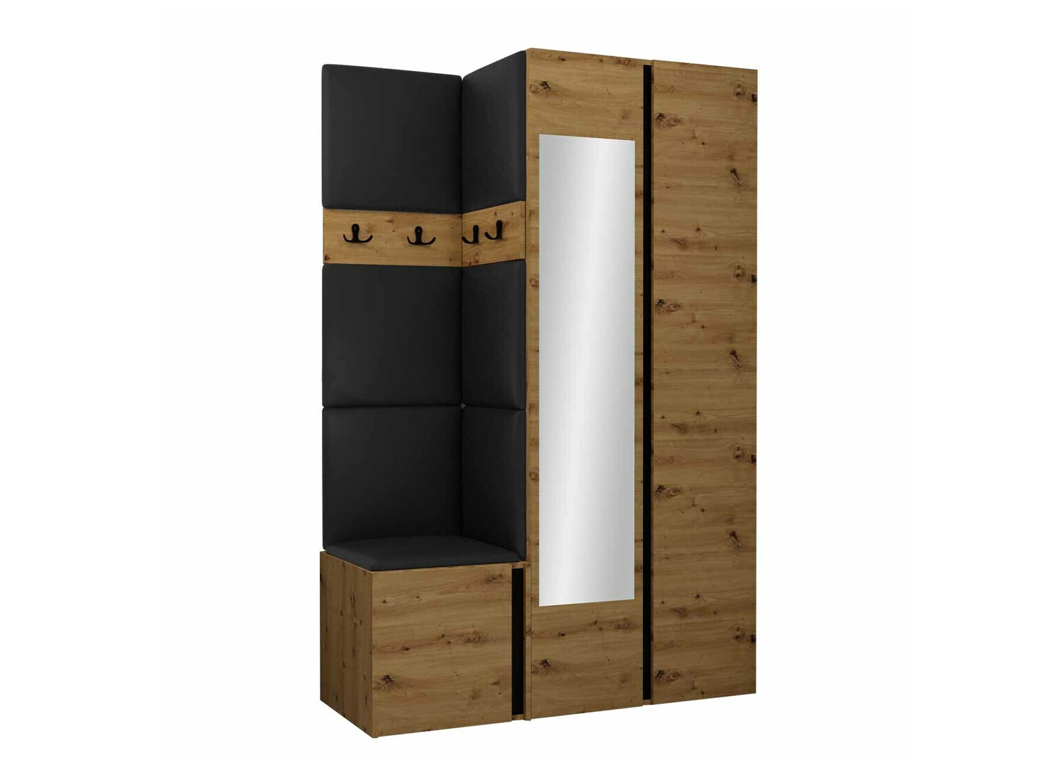 Set za hodnik Pinis XXVI (Artisan hrast + Crno)