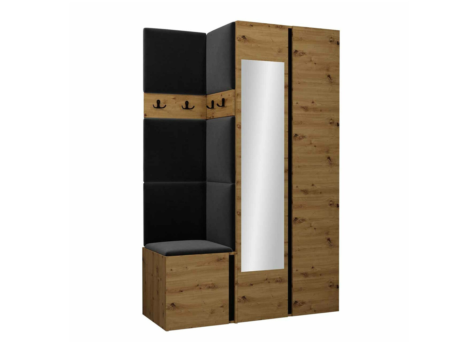 Set za hodnik Pinis XXVI (Artisan hrast + Crno)