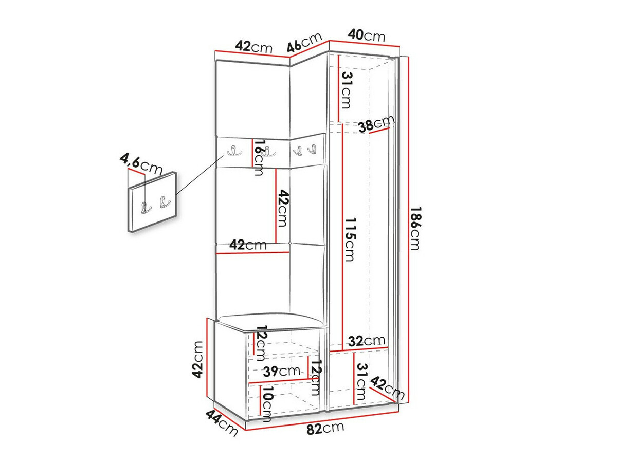 Set za hodnik Hartford 354 (Belo)