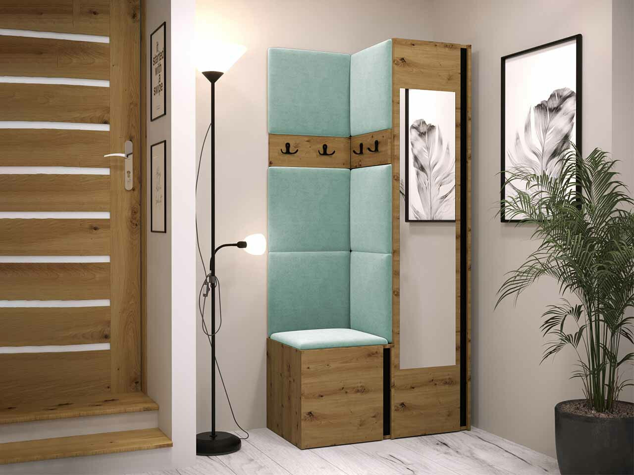 Set za hodnik Hartford 354 (Zanatski hrast + Crno)