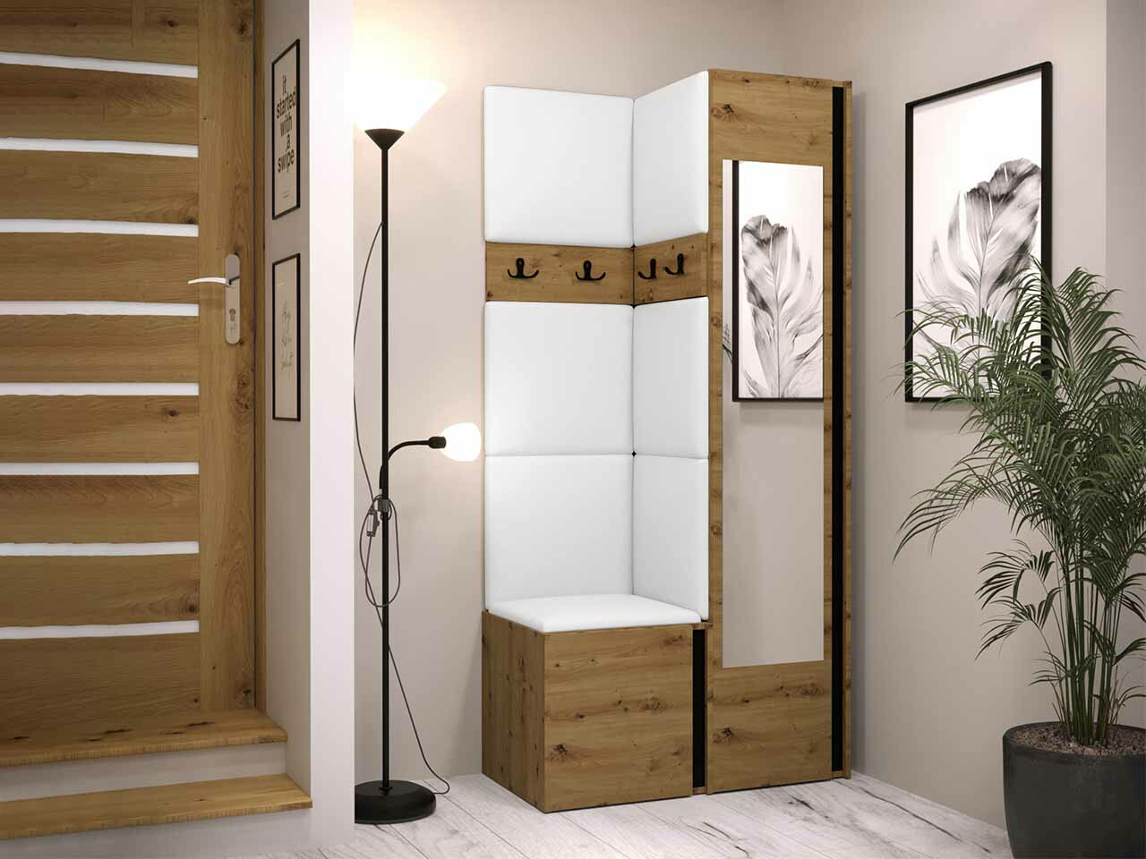 Set za hodnik Hartford 354 (Zanatski hrast + Crno)