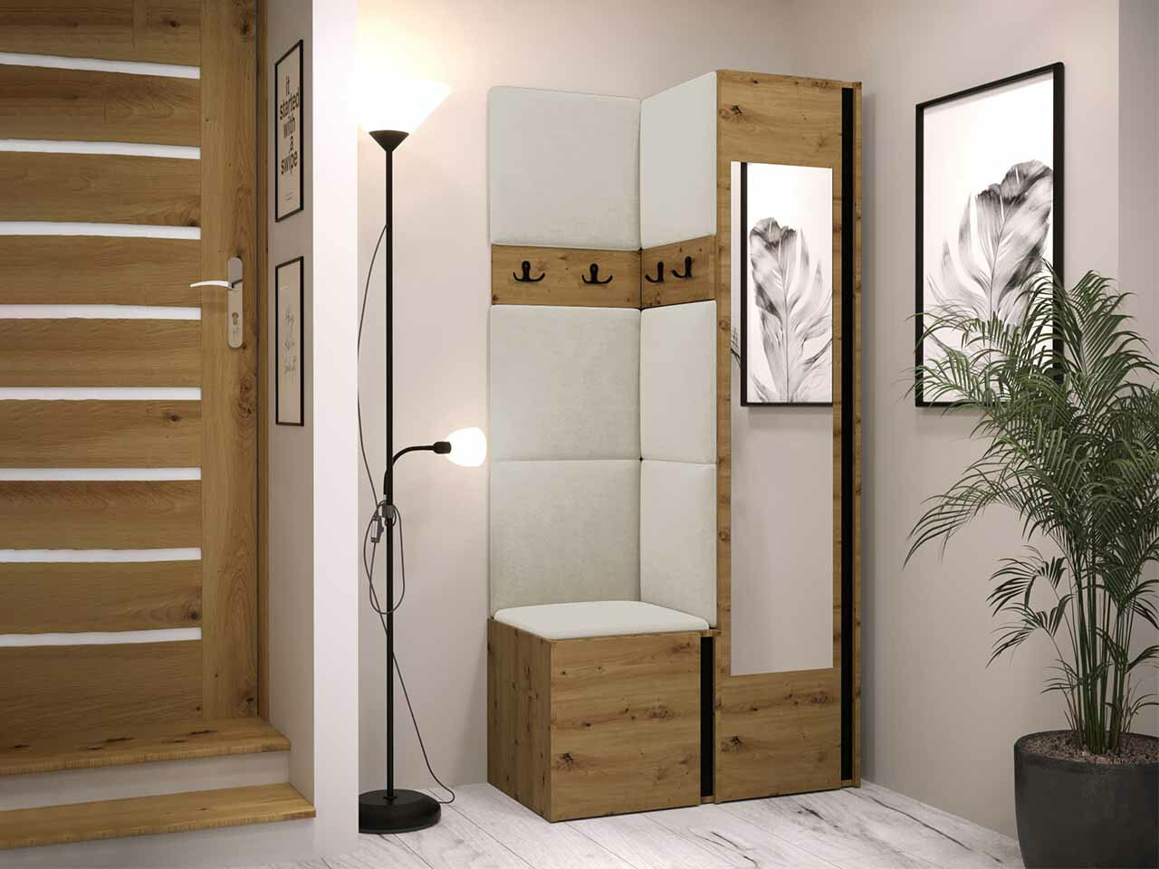 Set za hodnik Hartford 354 (Zanatski hrast + Crno)