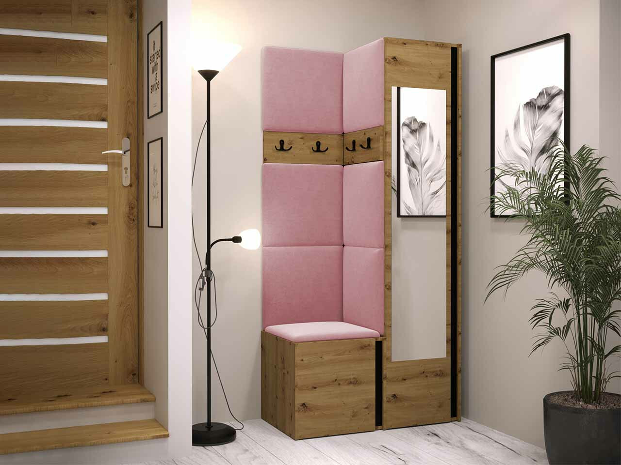 Set za hodnik Hartford 354 (Zanatski hrast + Crno)