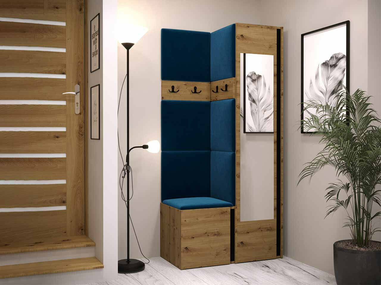 Set za hodnik Hartford 354 (Zanatski hrast + Crno)