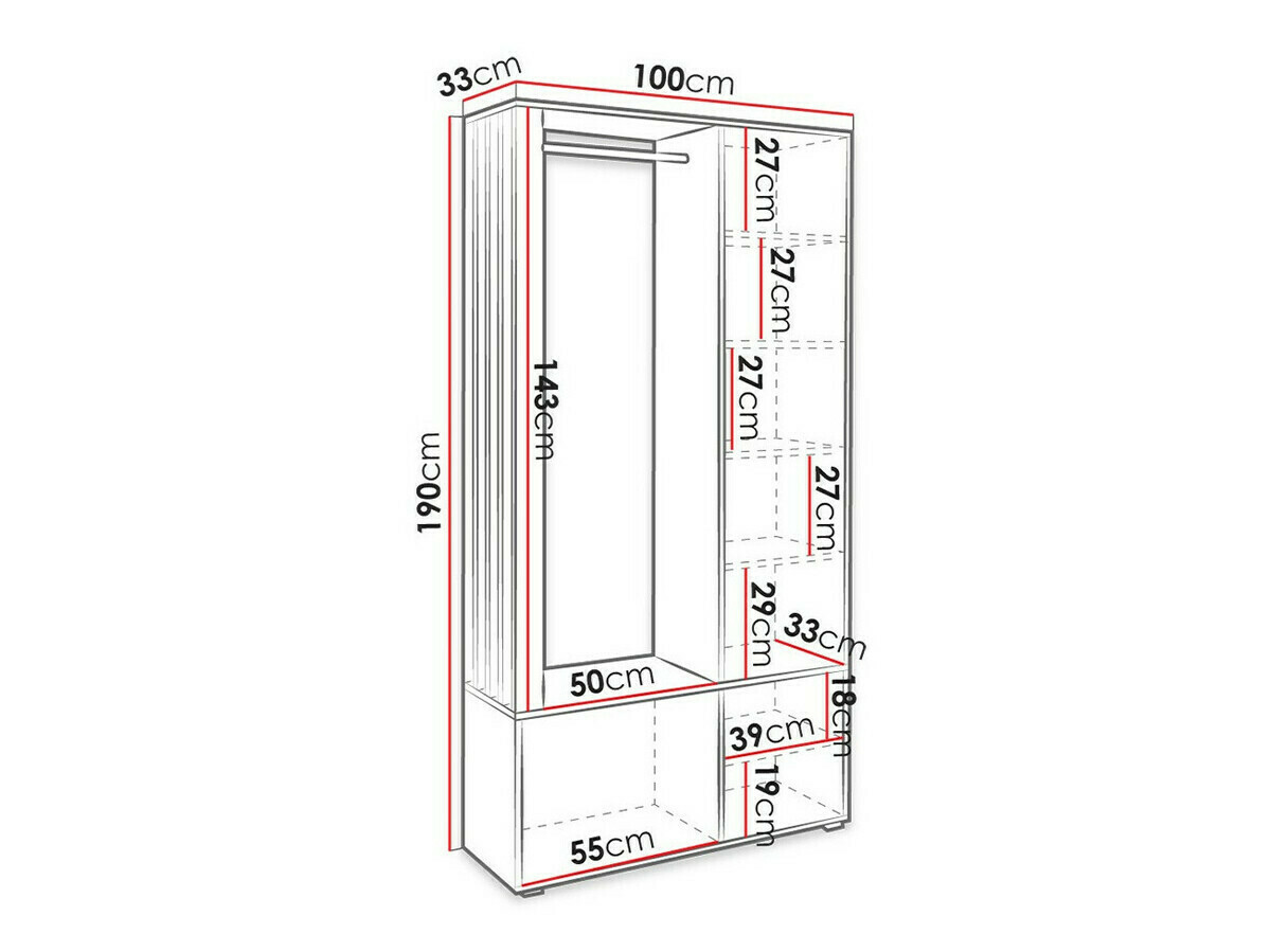Set za hodnik Stanton 145 (Zanatski hrast + Crno)