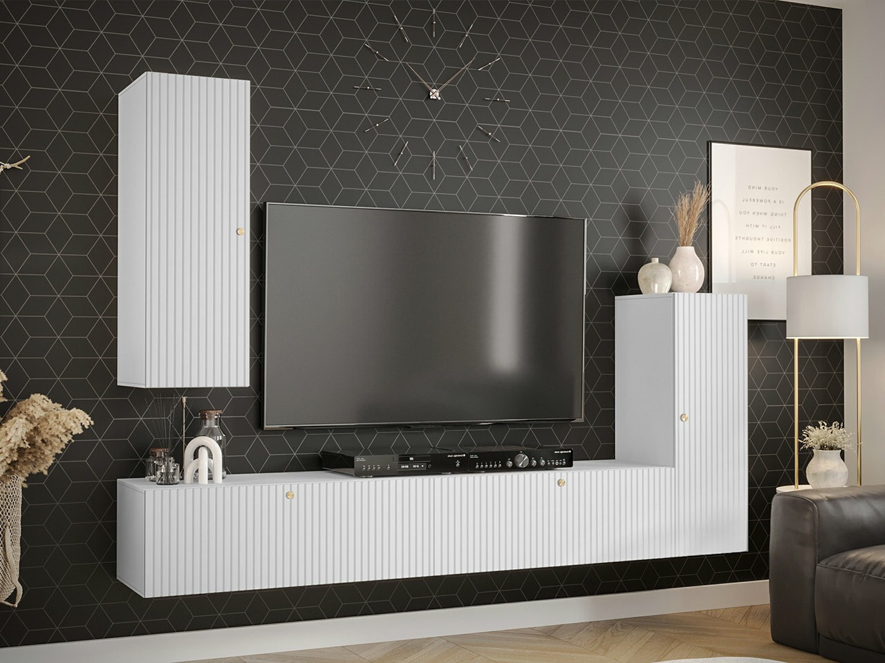 Set za dnevnu sobu Anulio I (Belo)