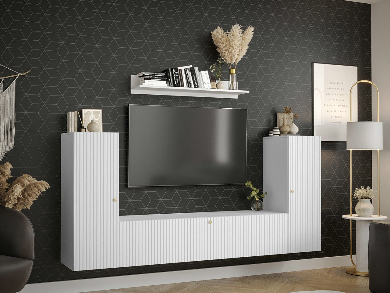 Set za dnevnu sobu Elblaru 113 (Belo)