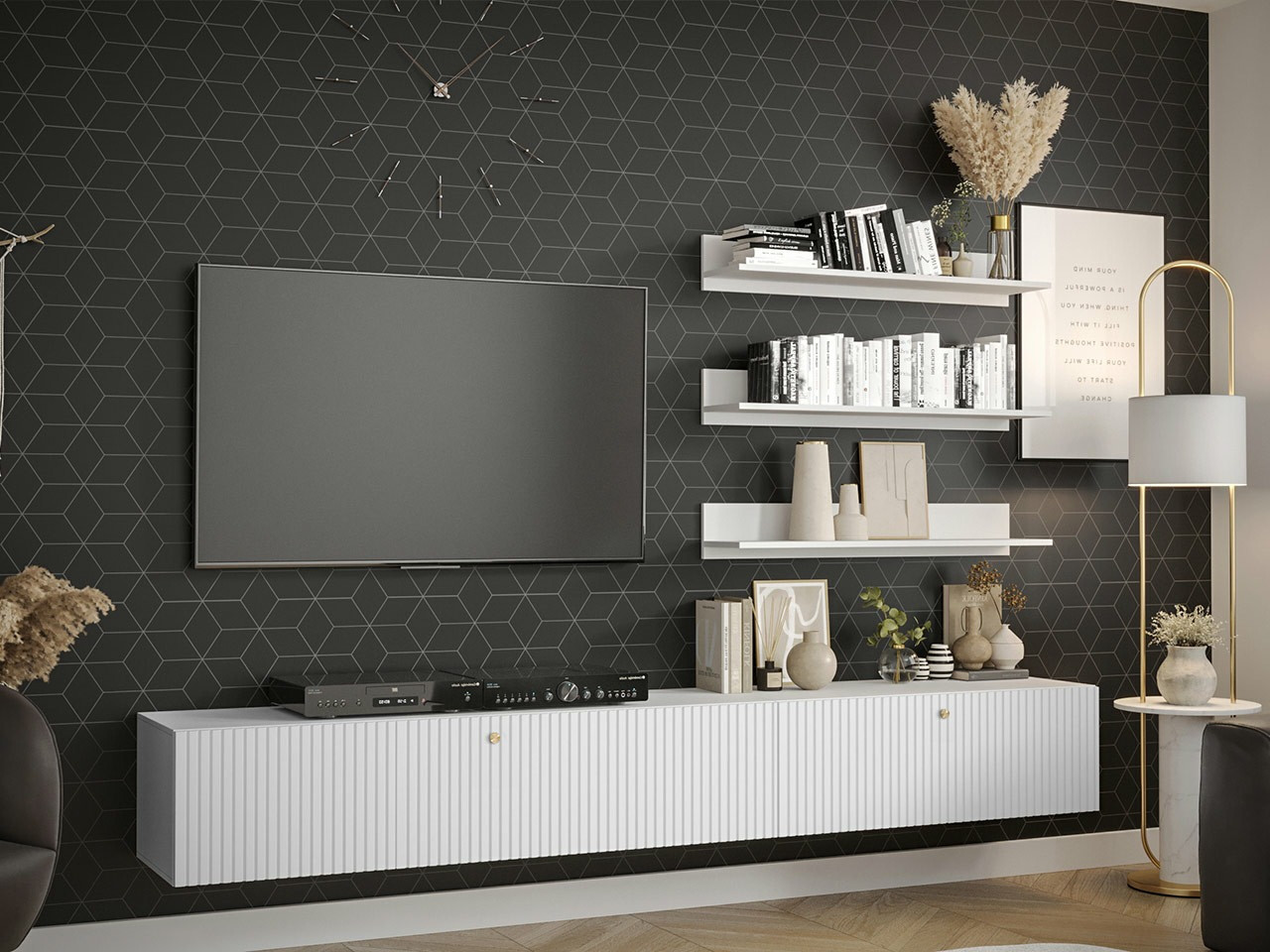 Set za dnevnu sobu Elblaru 114 (Belo)