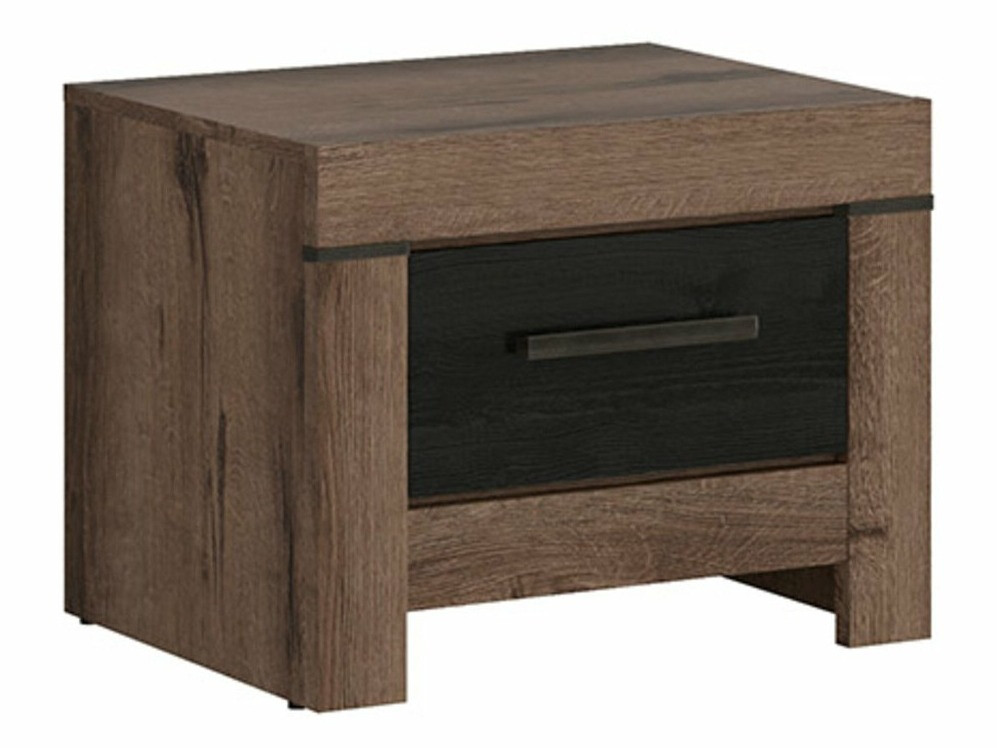 Noćni ormarić Dunfelu 109 (Manastirski hrast + crni hrast)