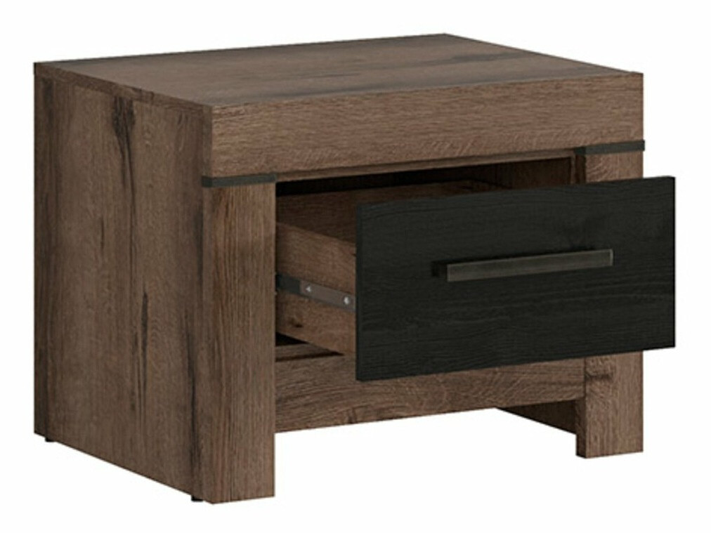 Noćni ormarić Dunfelu 109 (Manastirski hrast + crni hrast)