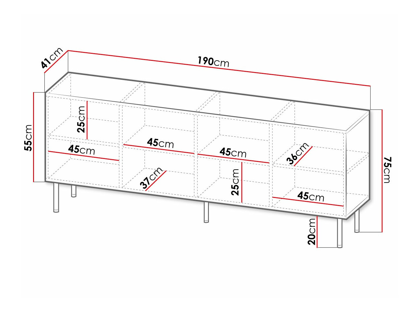 Ormarić Charlotte 170 (Belo + Crno)