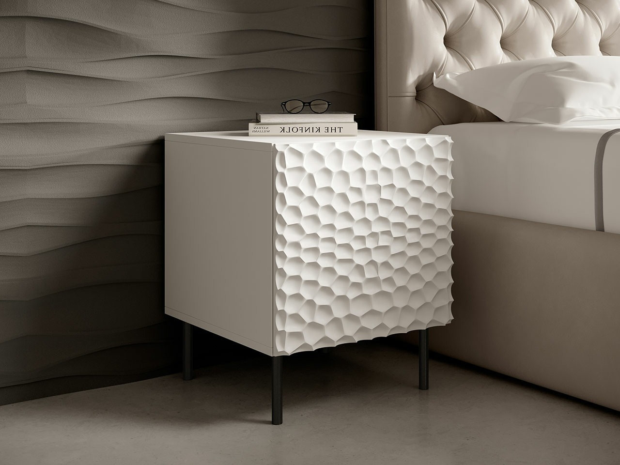 Set noćnih ormarića Charlotte 172 (Belo + Crno)