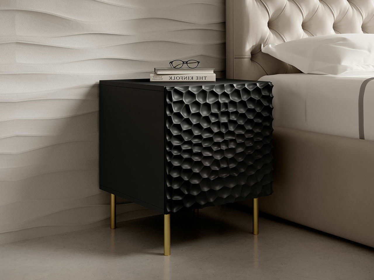 Set noćnih ormarića Charlotte 172 (Crno + Zlatan)