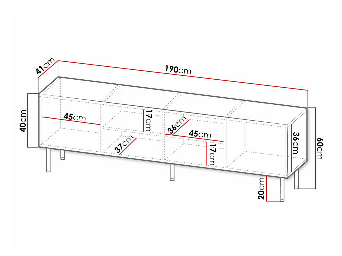 TV komoda Charlotte 171 (Crno + Zlatna)