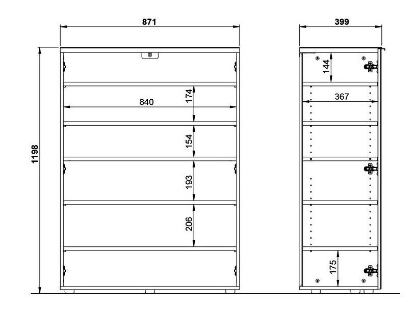 Polica za obuću Fivsori 105 (Glossy gray + Graphite)
