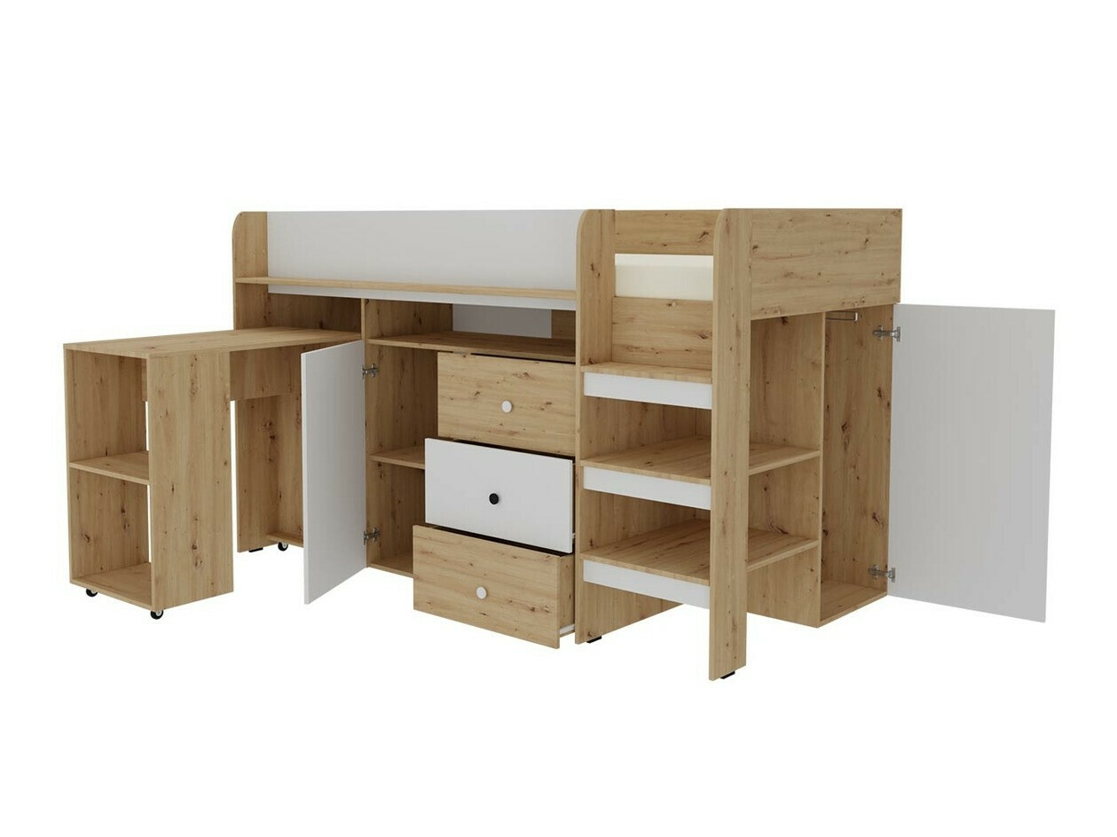 Izdignuti krevet Hartford 359 (Zanatski hrast + Crno)