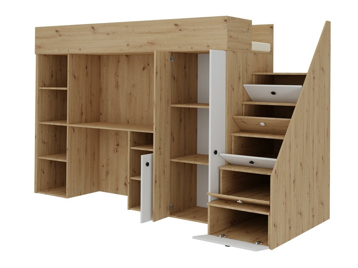 Izdignuti krevet Hartford 362 (Zanatski hrast + Crno)