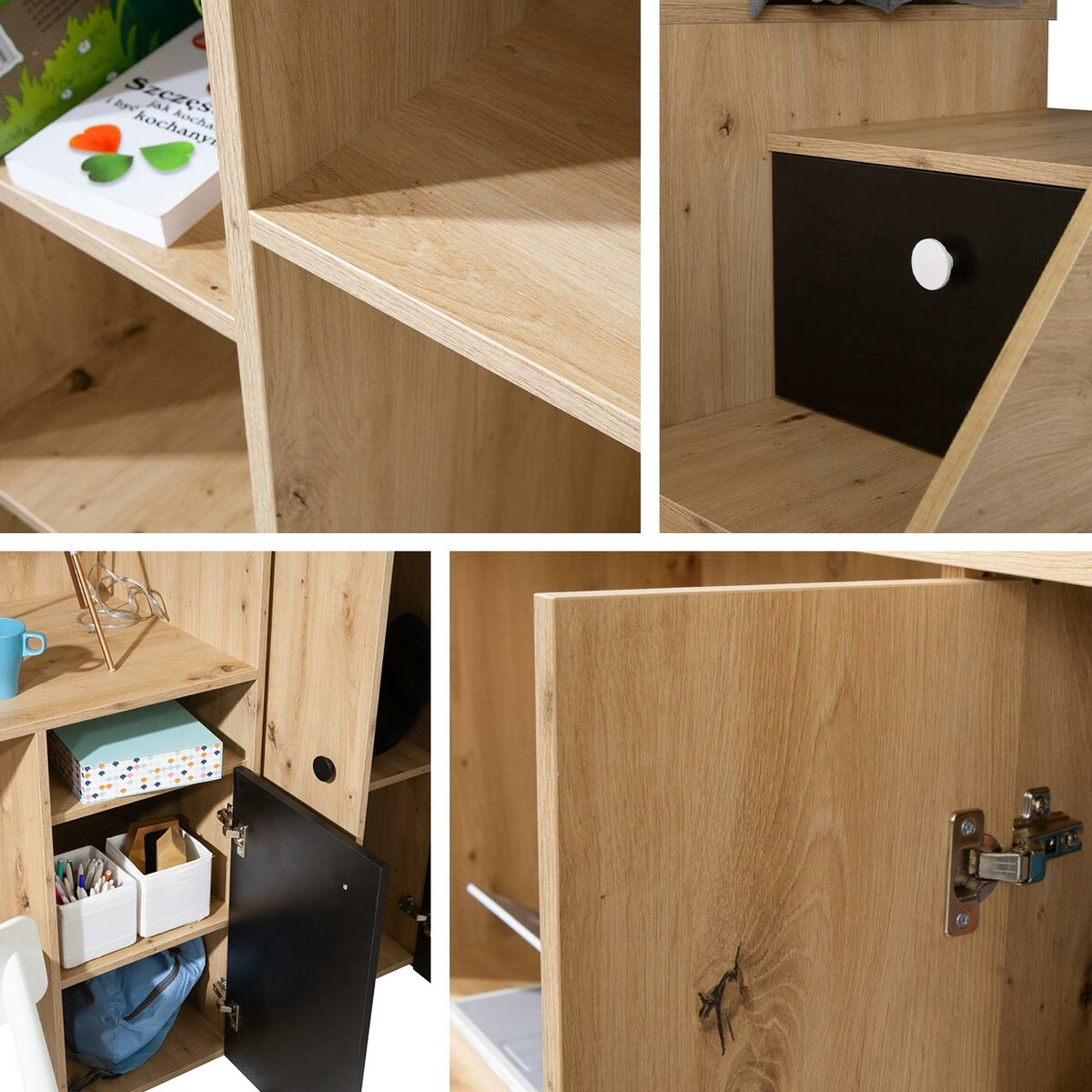 Izdignuti krevet Hartford 362 (Zanatski hrast + Crno)