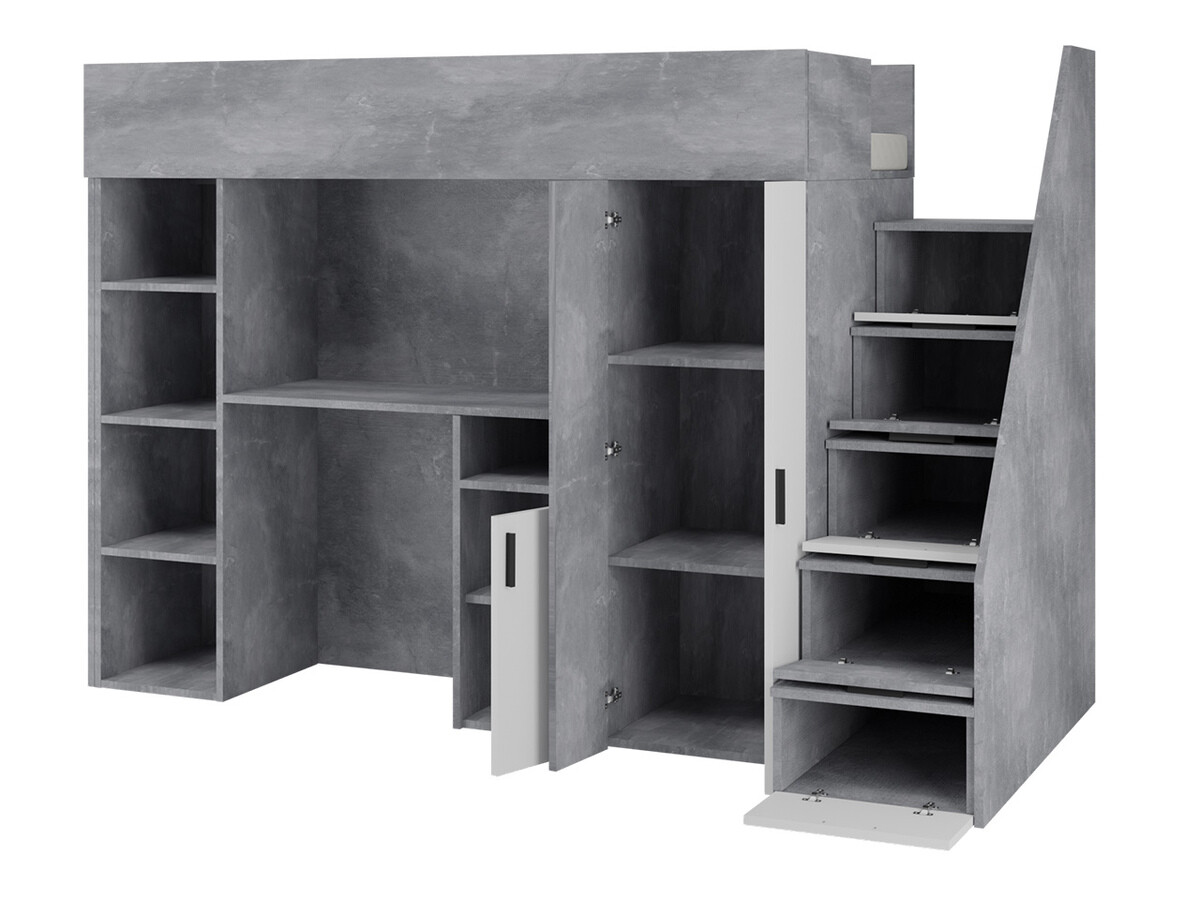 Izdignuti krevet Hartford 365 (Boja betona + Вотан храст)