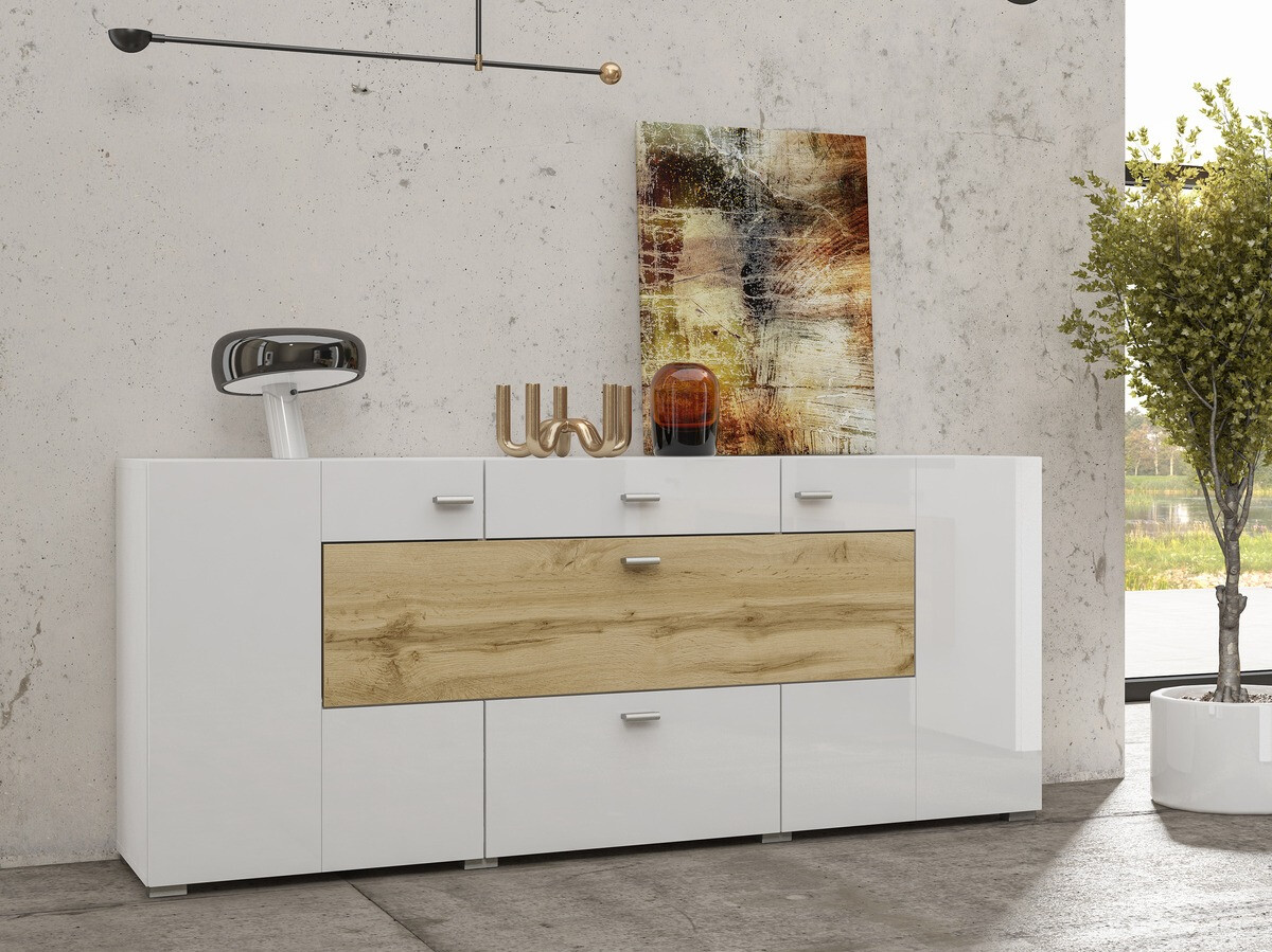 Komoda Mondalo 104 (Hrast Votan + Sjajno belo)