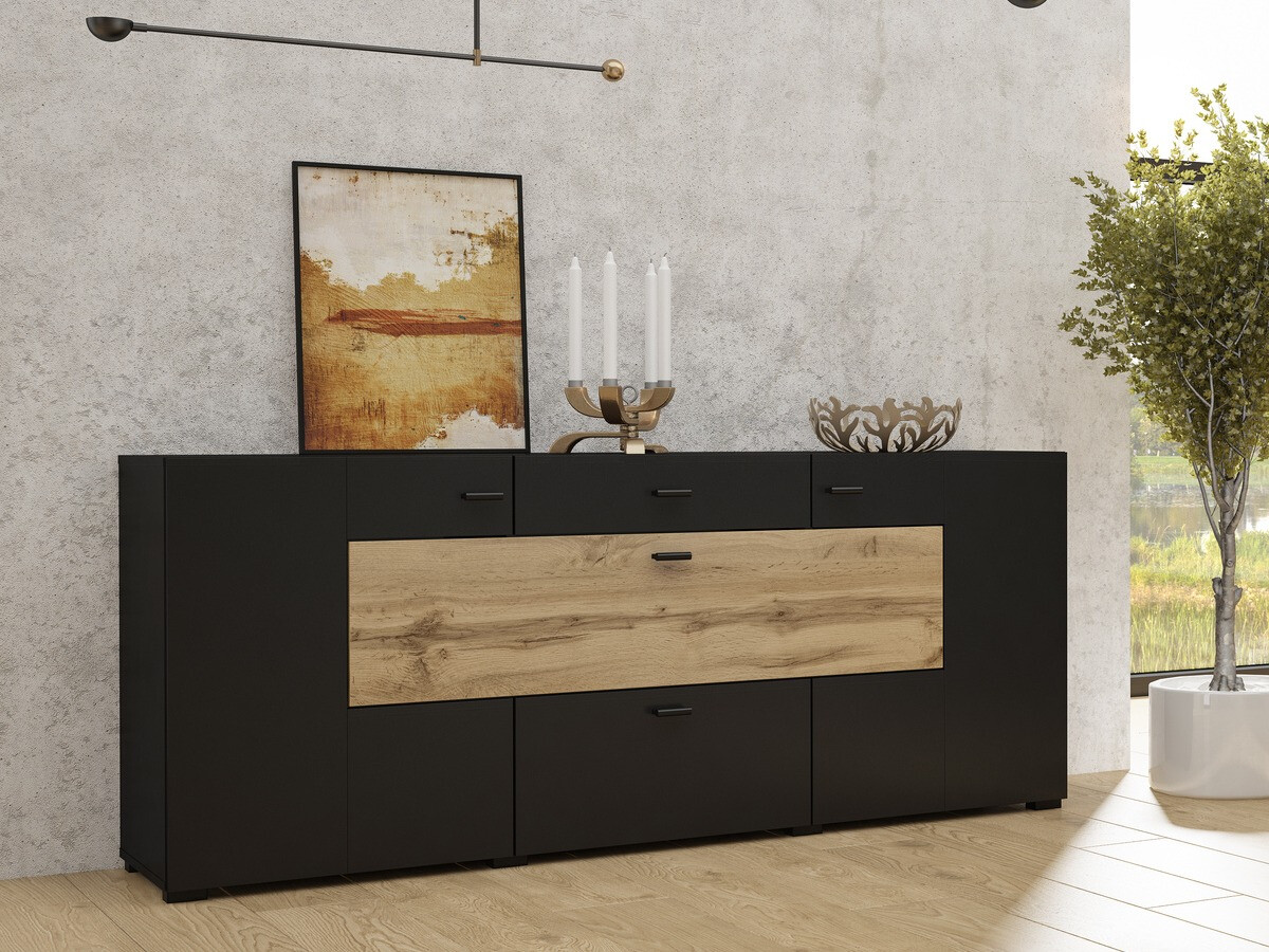 Komoda Mondalo 104 (Вотан храст + Mat crna)