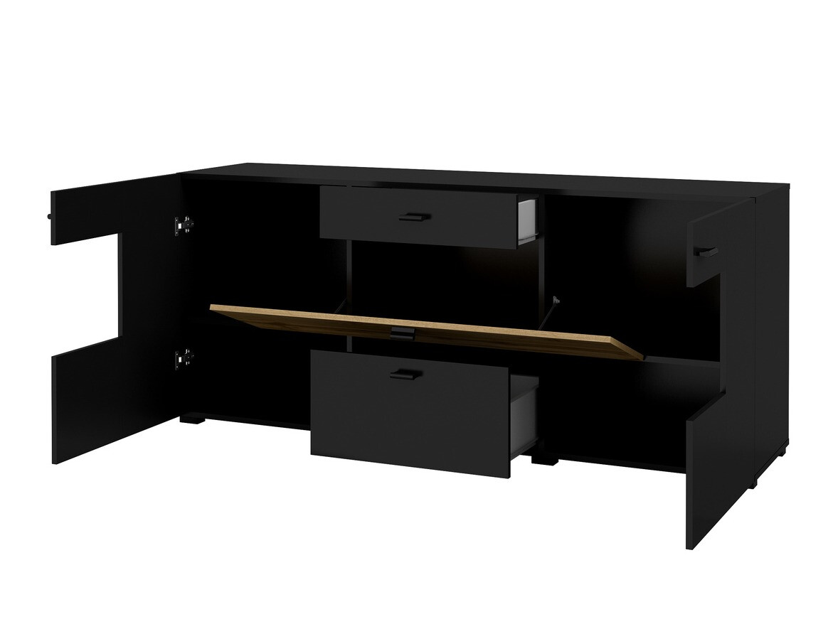 Komoda Mondalo 104 (Вотан храст + Mat crna)