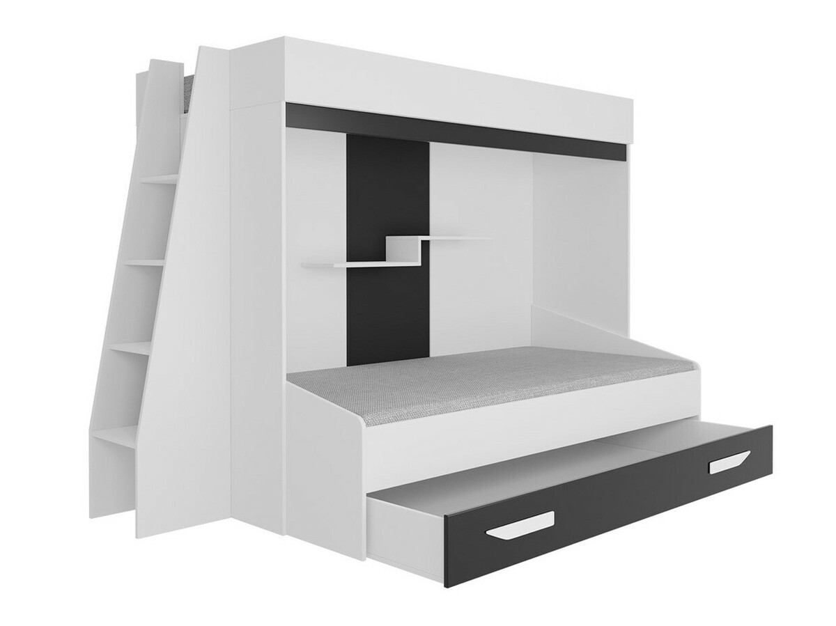 Krevet na sprat Hartford 357 (Belo + Sjajno belo + Roza)