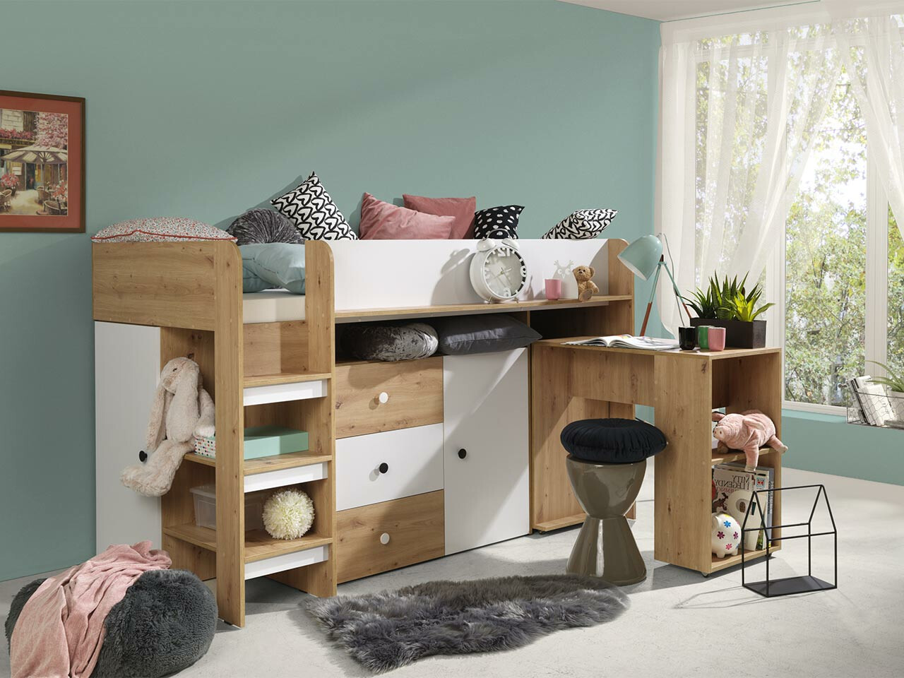 Krevet na sprat Hartford 359 (Artisan hrast + Belo)