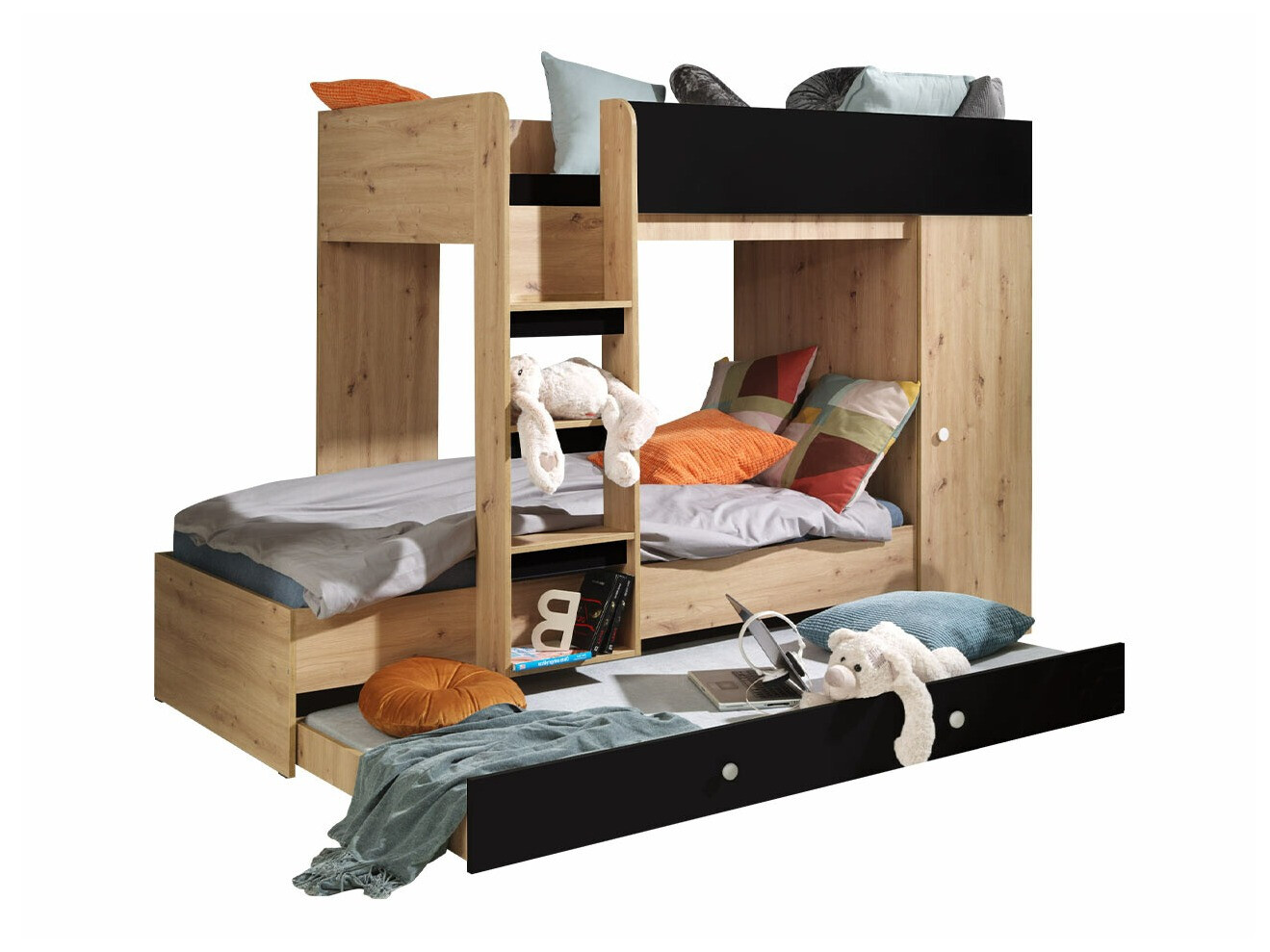 Krevet na sprat Hartford 360 (Artisan hrast + Crno)