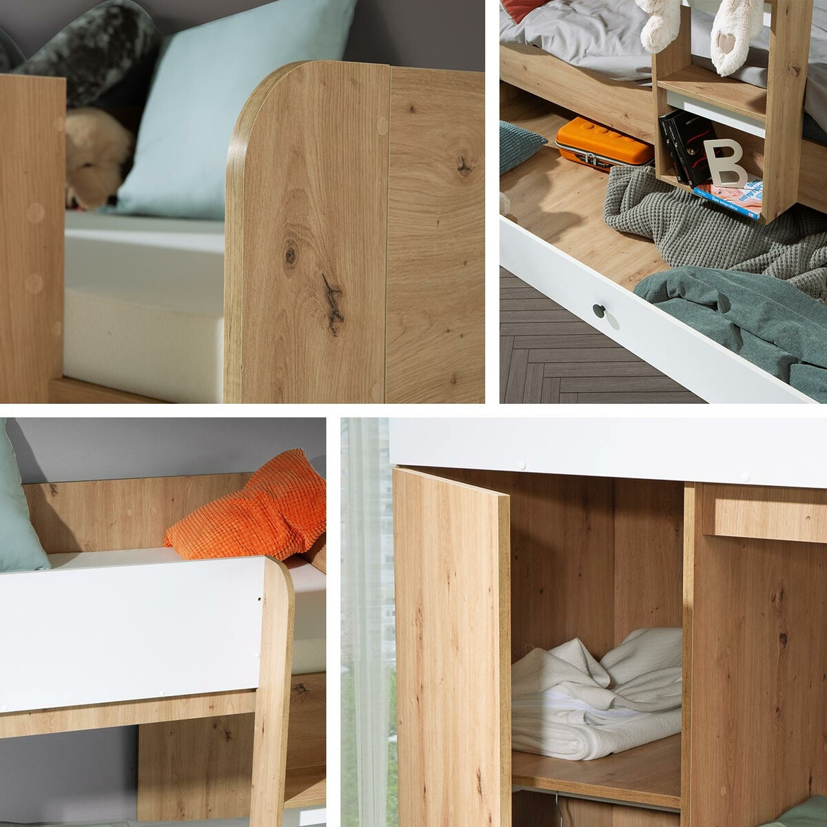 Krevet na sprat Hartford 360 (Zanatski hrast + Crno)