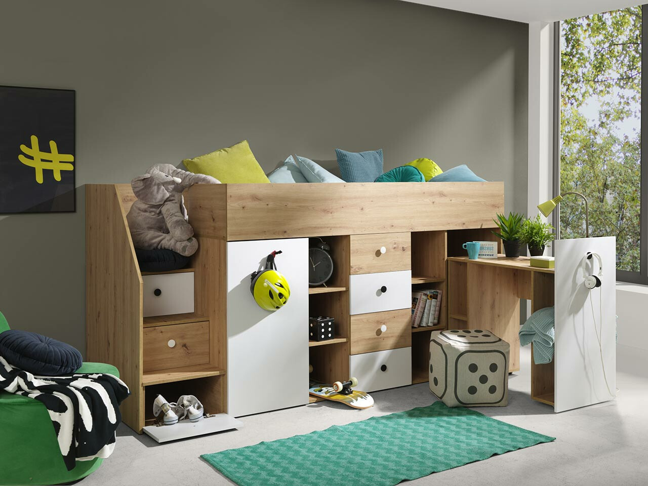 Krevet na sprat Hartford 361 (Artisan hrast + Belo)