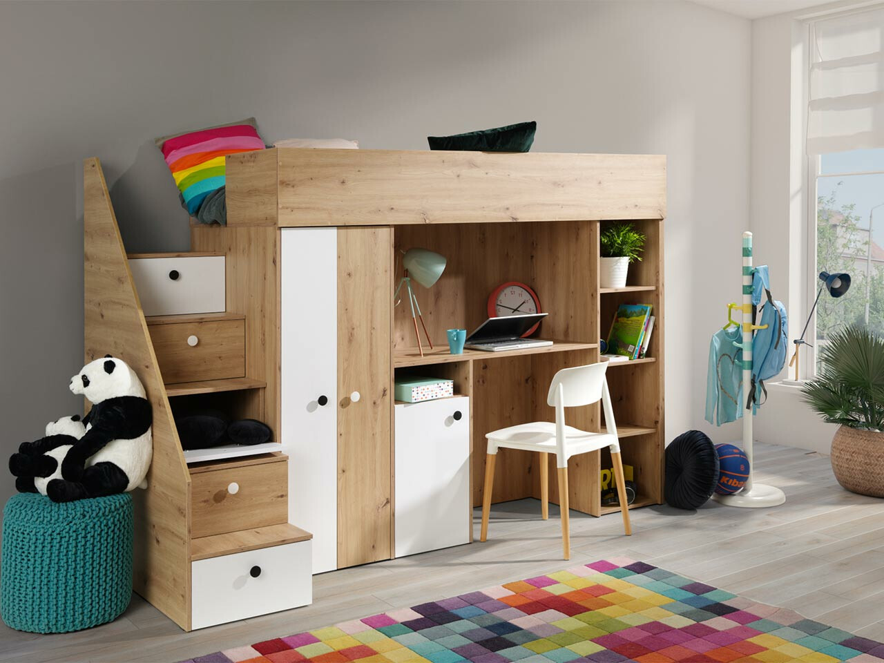 Krevet na sprat Hartford 362 (Artisan hrast + Belo)