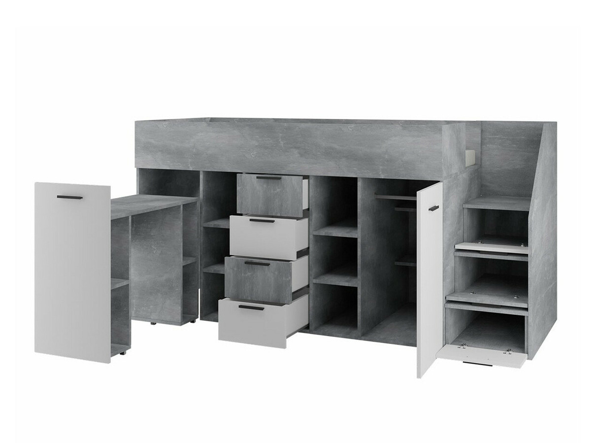 Krevet na sprat Hartford 364 (Beton + Belo)