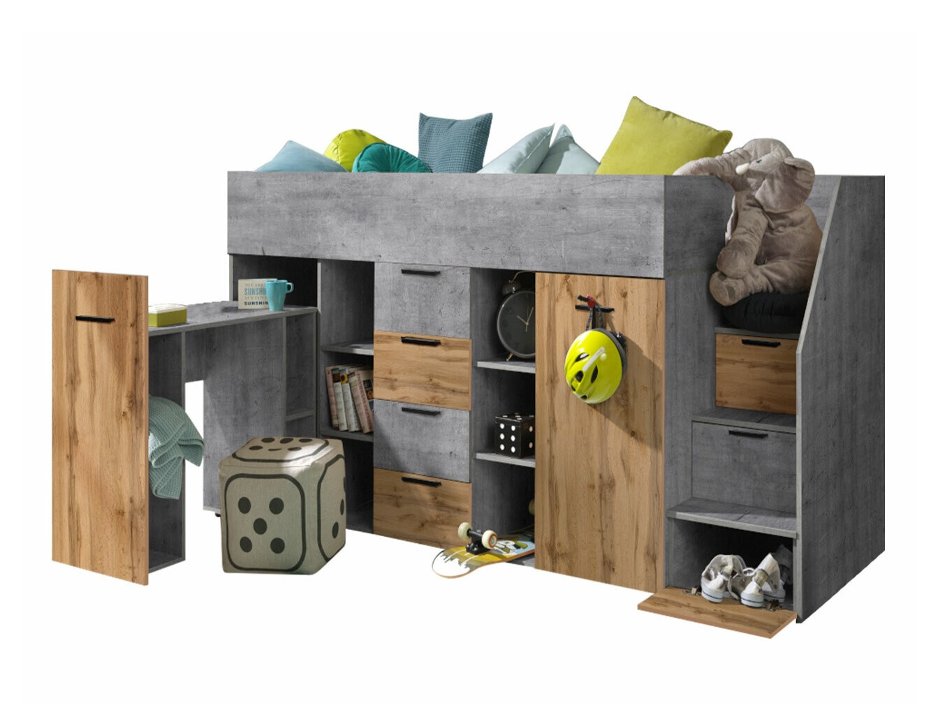 Krevet na sprat Hartford 364 (Beton + Hrast Votan)