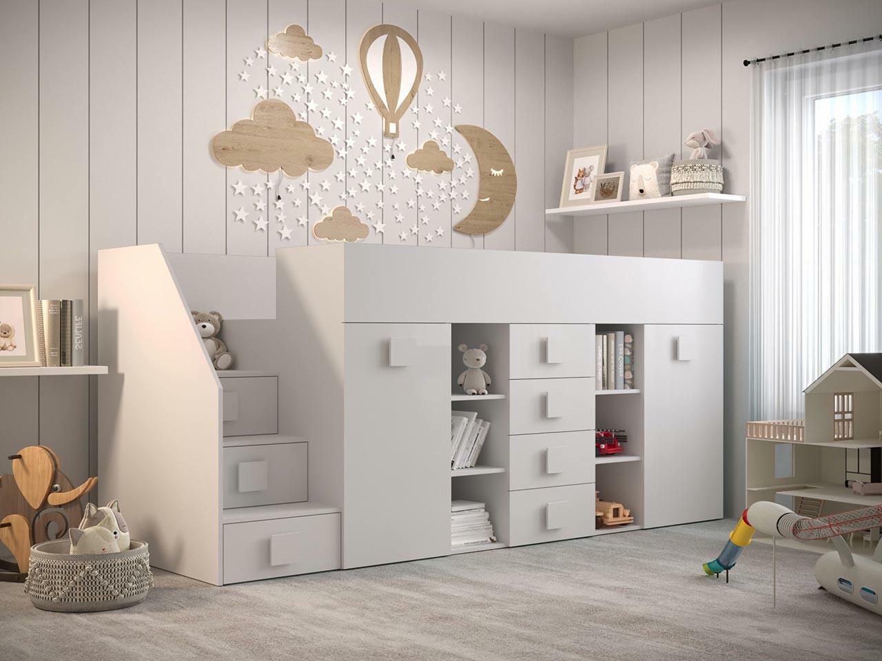 Krevet na sprat Hartford 366 (Belo + Sjajno belo)