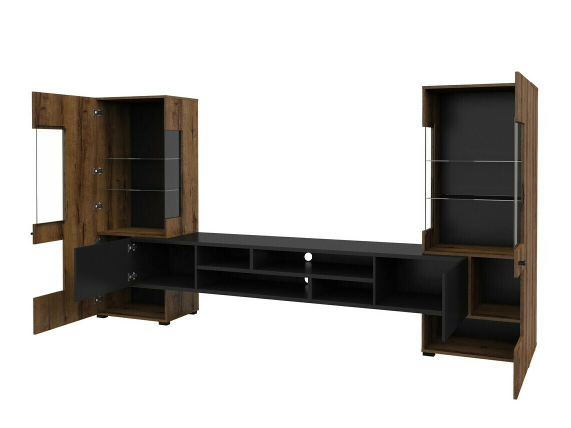 Set za dnevnu sobu Mondalo 105 (Manastirski hrast + Mat crna)