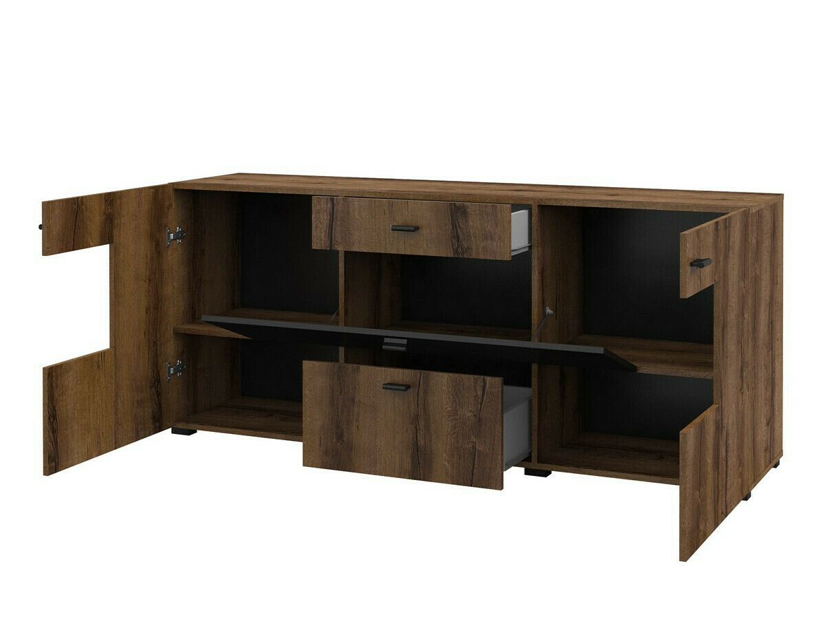 Set za dnevnu sobu Mondalo 105 (Manastirski hrast + Mat crna)