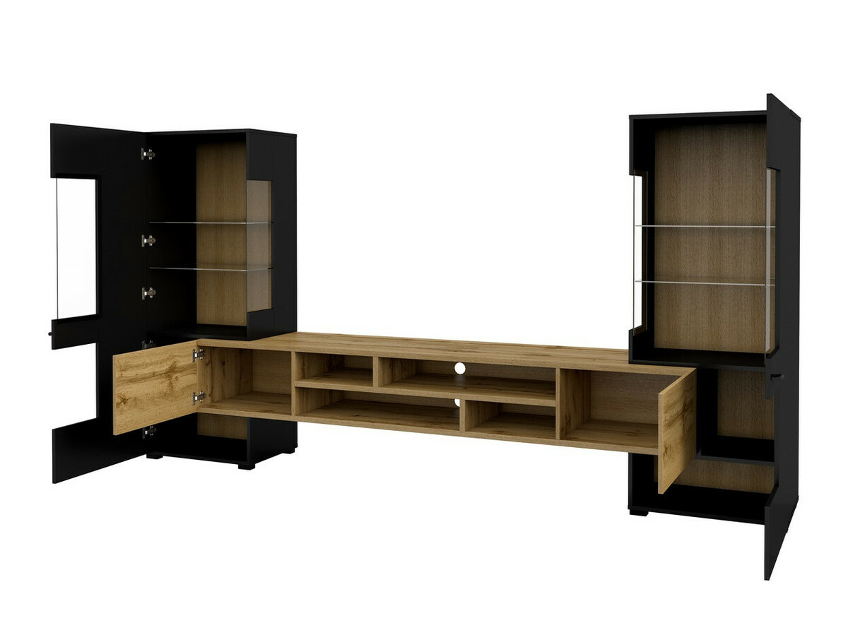 Set za dnevnu sobu Mondalo 105 (Вотан храст + Mat crna)