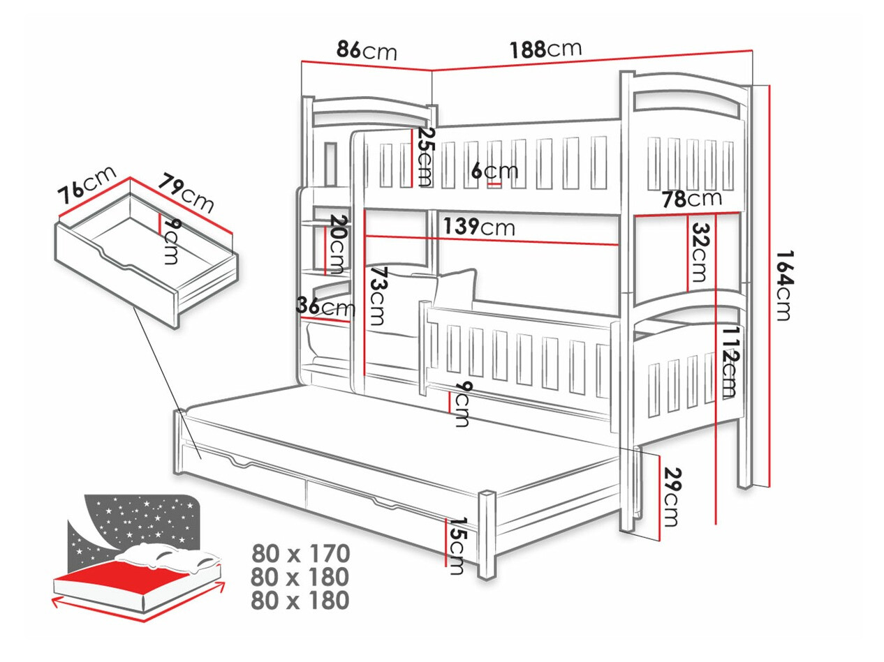 Krevet na sprat Vista 119 (Belo)