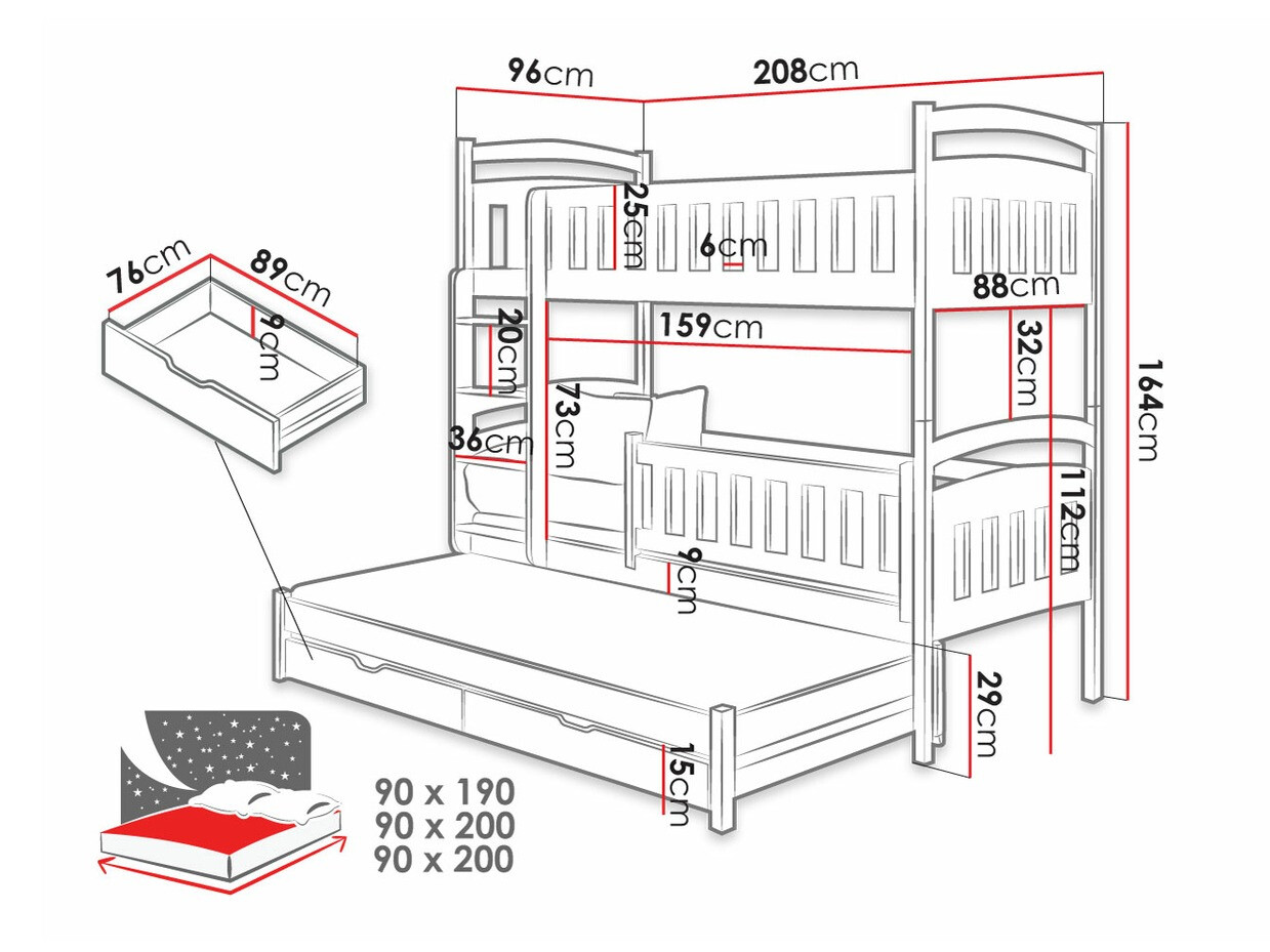 Krevet na sprat Vista 120 (Belo)