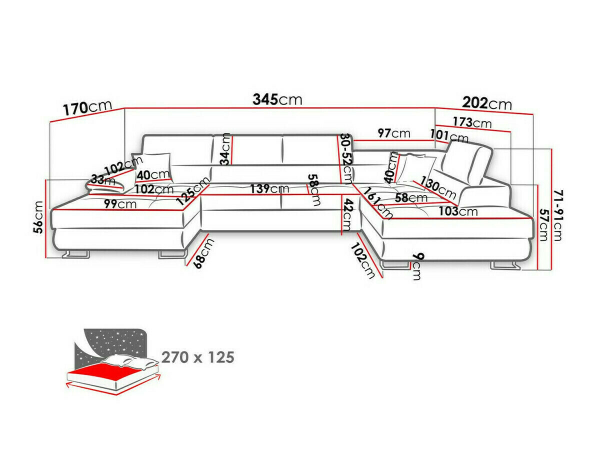 Ugaona sofa Comfivo 190 (Kronos 09 + Paros 05)