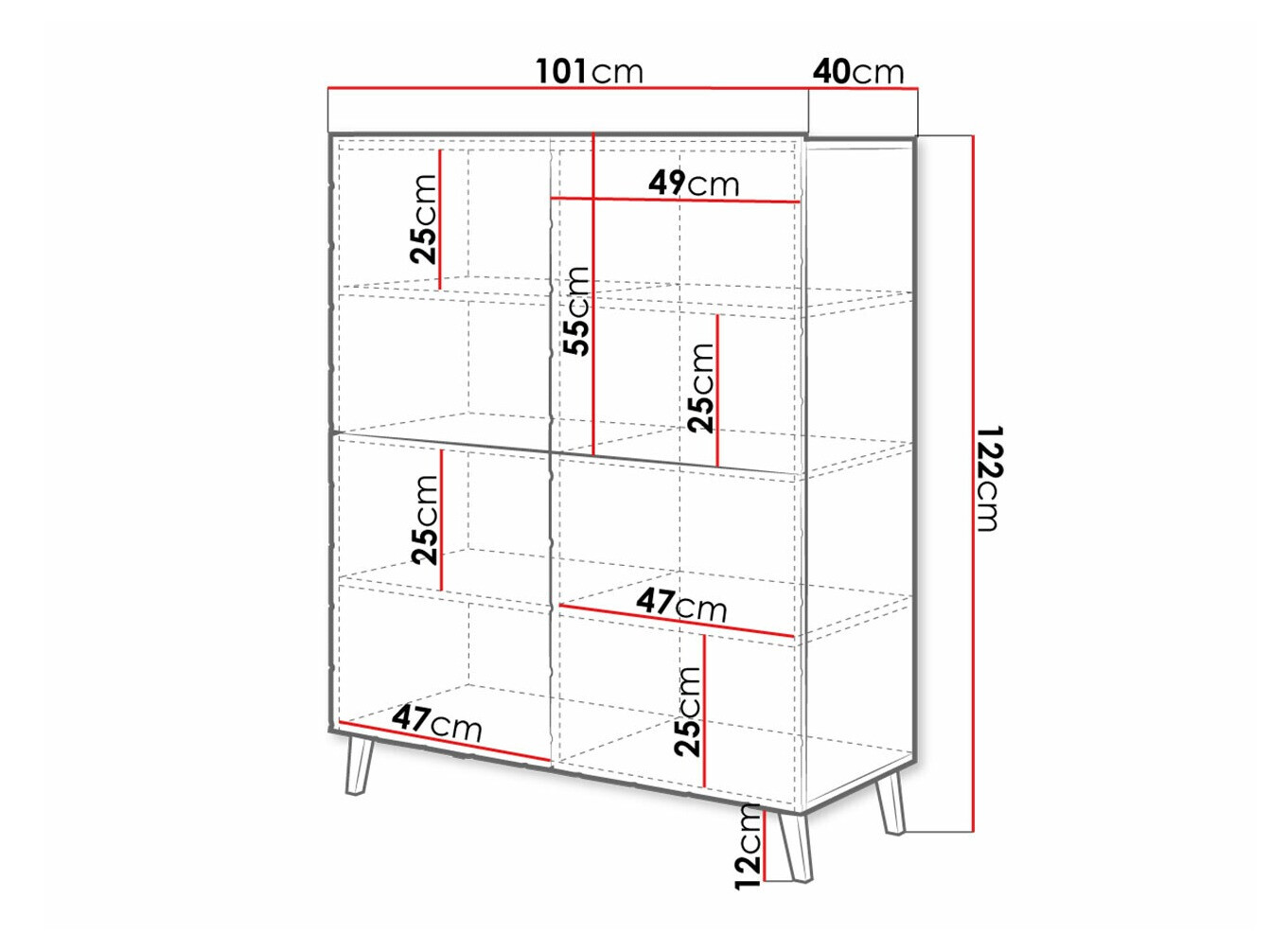 Ormarić Charlotte 179 (Belo + Sjajno belo)