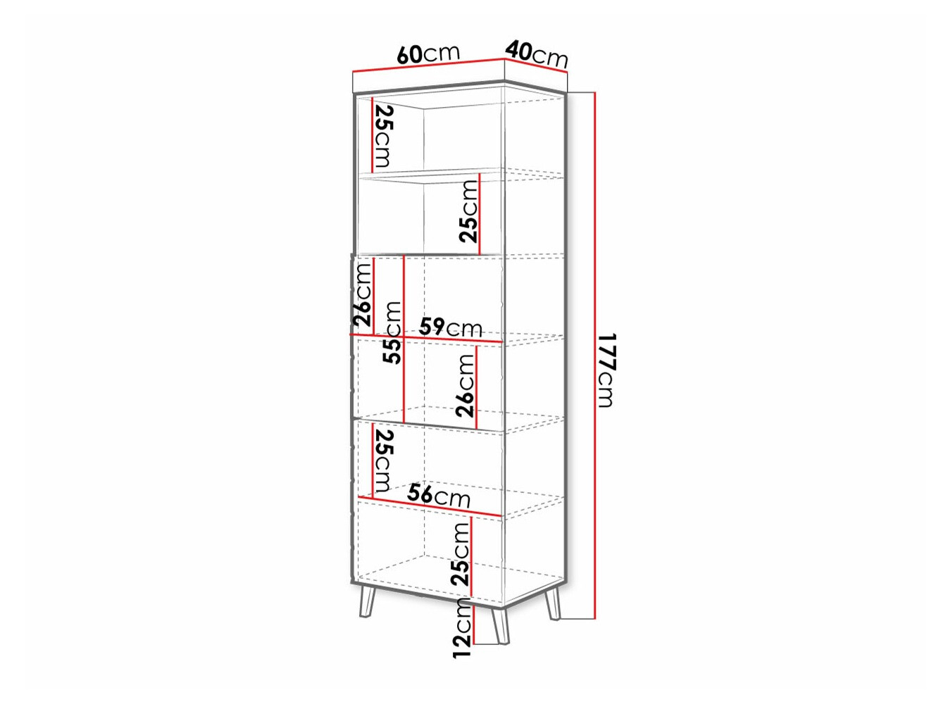 Polica Charlotte 178 (Belo + Sjajno belo)