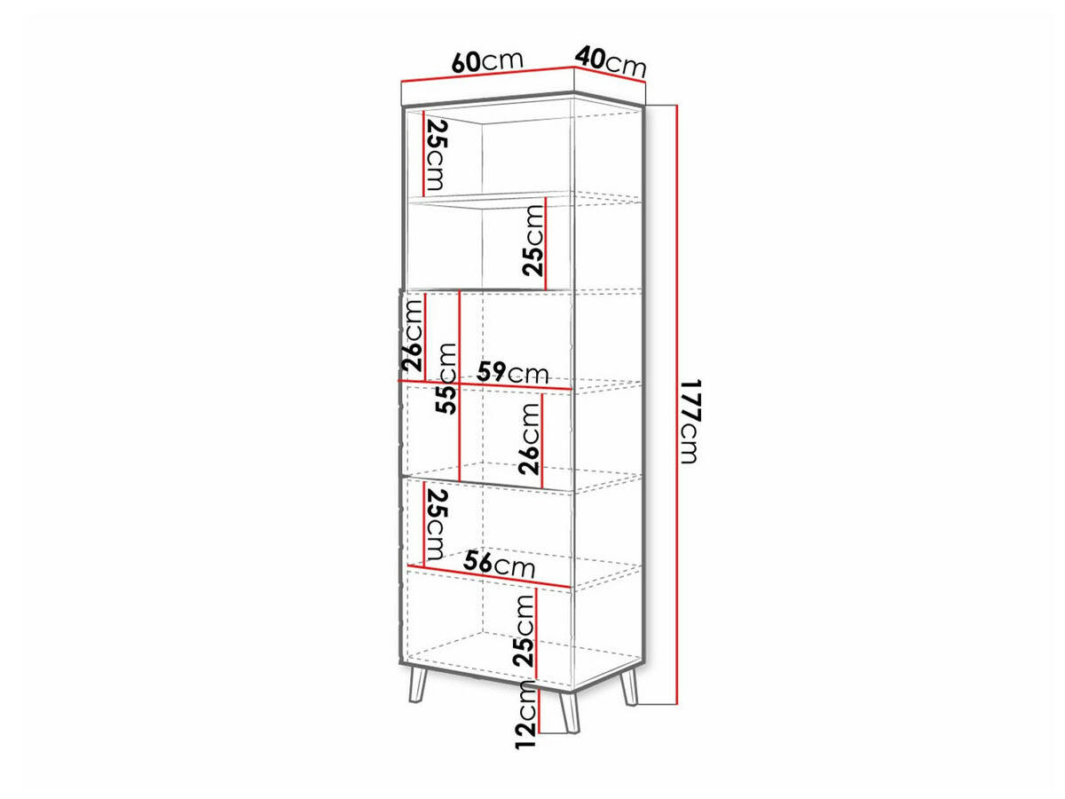 Polica Charlotte 178 (Graphite + Sjajni grafit)