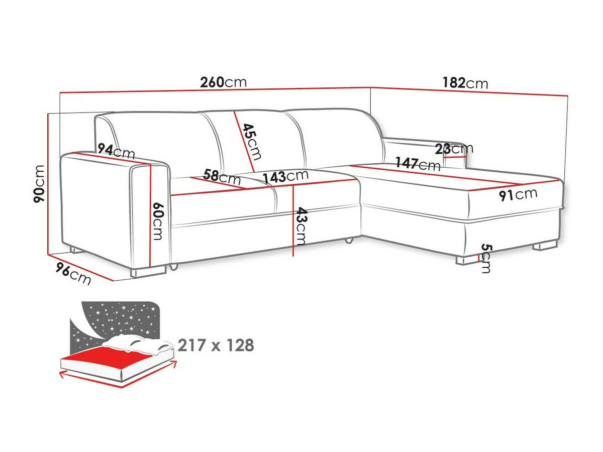 Ugaona sofa Columbus 186 (Crown 18)